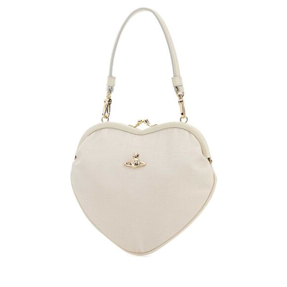 Vivienne Westwood Women White Fabric Belle Heart Frame Handbag - Picture 2 of 2